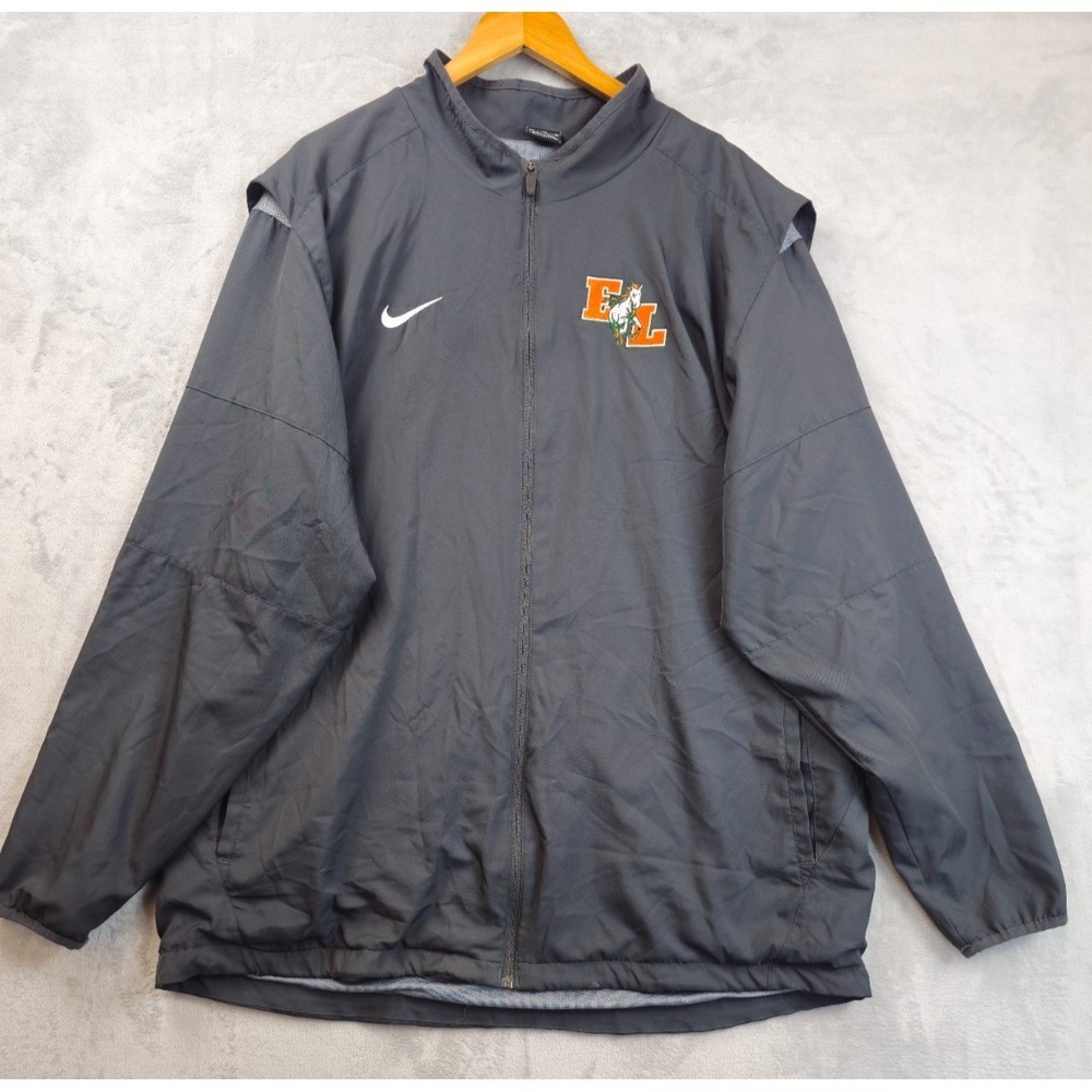 Vintage Nike Jacket Men 3XL Dark Gray Local Team Windbreaker Full Zip Mesh Lined